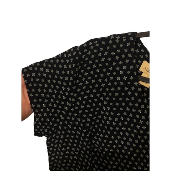 90's Limited America Navy with Pale Green Geo Print Cap Sleeved Maxi Dress Sz 12 - Picture 5 of 8